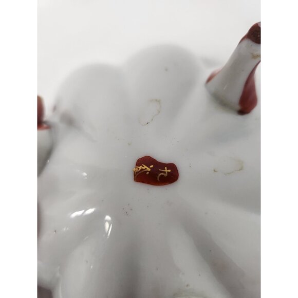 Vintage Japanese Gold Scalloped Edge Geisha Floral Footed Kutani Serving Bowl - Picture 4 of 7